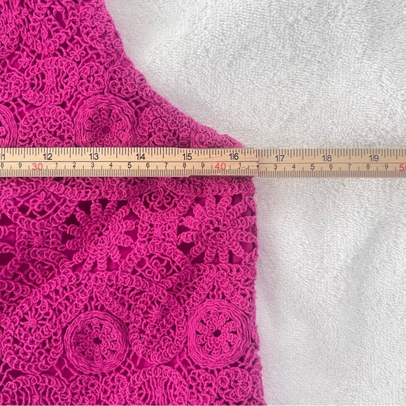 Anthropologie Maeve Solid Eyelet Crochet Top and Shorts Set Size 10 Fuchsia - Picture 9 of 16